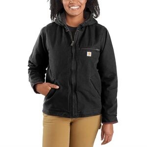 Carhartt Women's Washed Duck Sherpa Lined Jacket Black Small